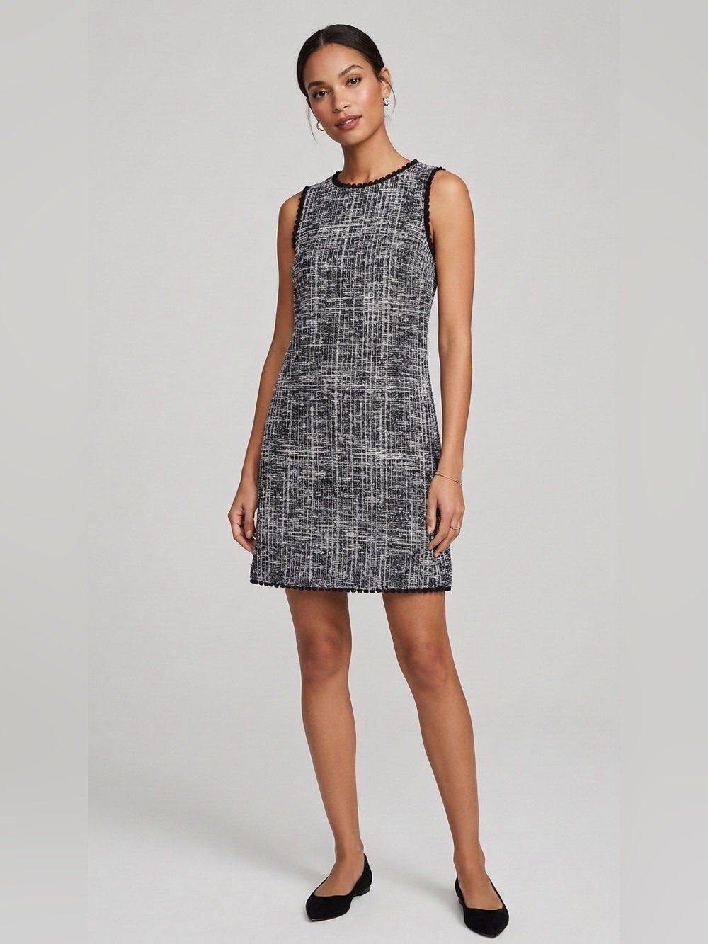 🌷 LOFT Black and White Textured Mini Dress #23